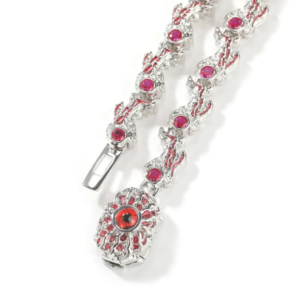Hip-hop exaggerated spiky parasitic red-eyed thorn diamond-encrusted necklace - Blade & Thread