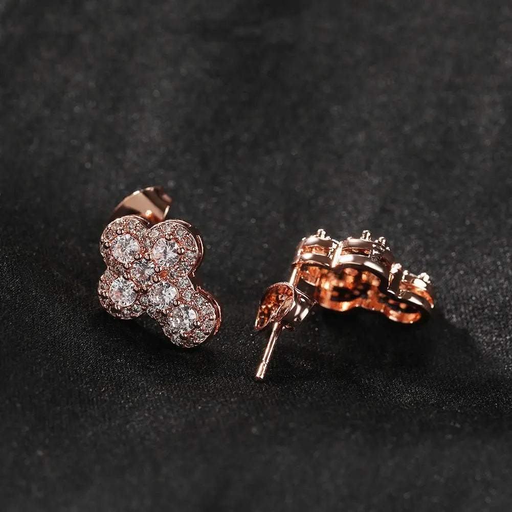 Hip-hop fashion diamond-encrusted cross stud earrings - Blade & Thread