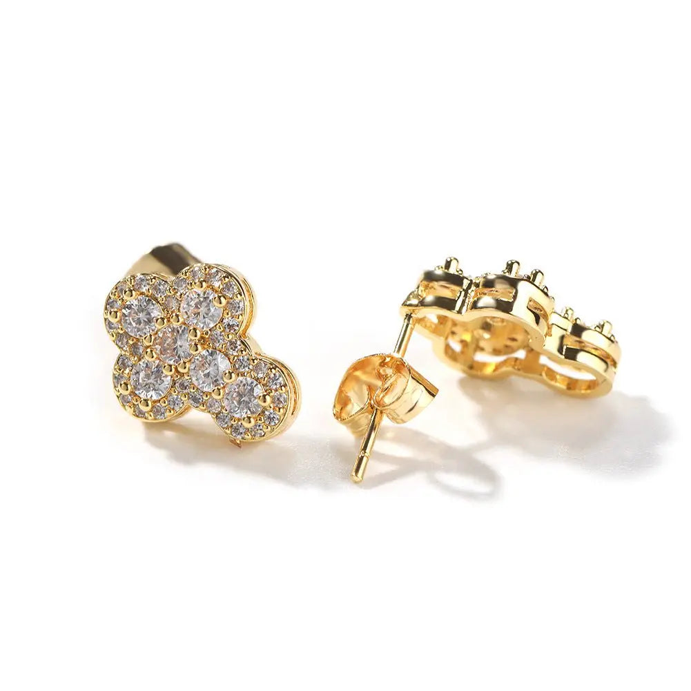 Hip-hop fashion diamond-encrusted cross stud earrings - Blade & Thread