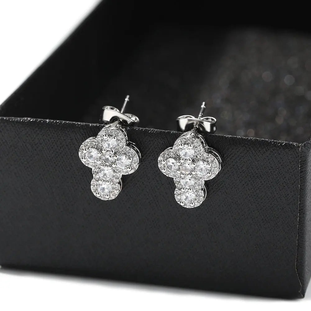 Hip-hop fashion diamond-encrusted cross stud earrings - Blade & Thread