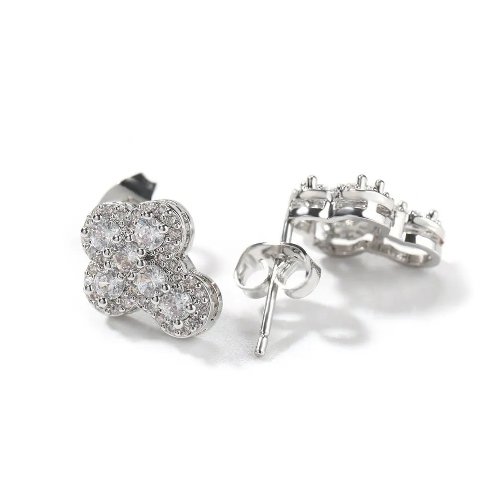 Hip-hop fashion diamond-encrusted cross stud earrings nowadaysfashion