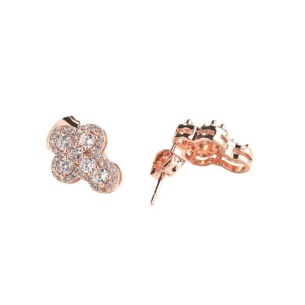 Hip-hop fashion diamond-encrusted cross stud earrings - Blade & Thread