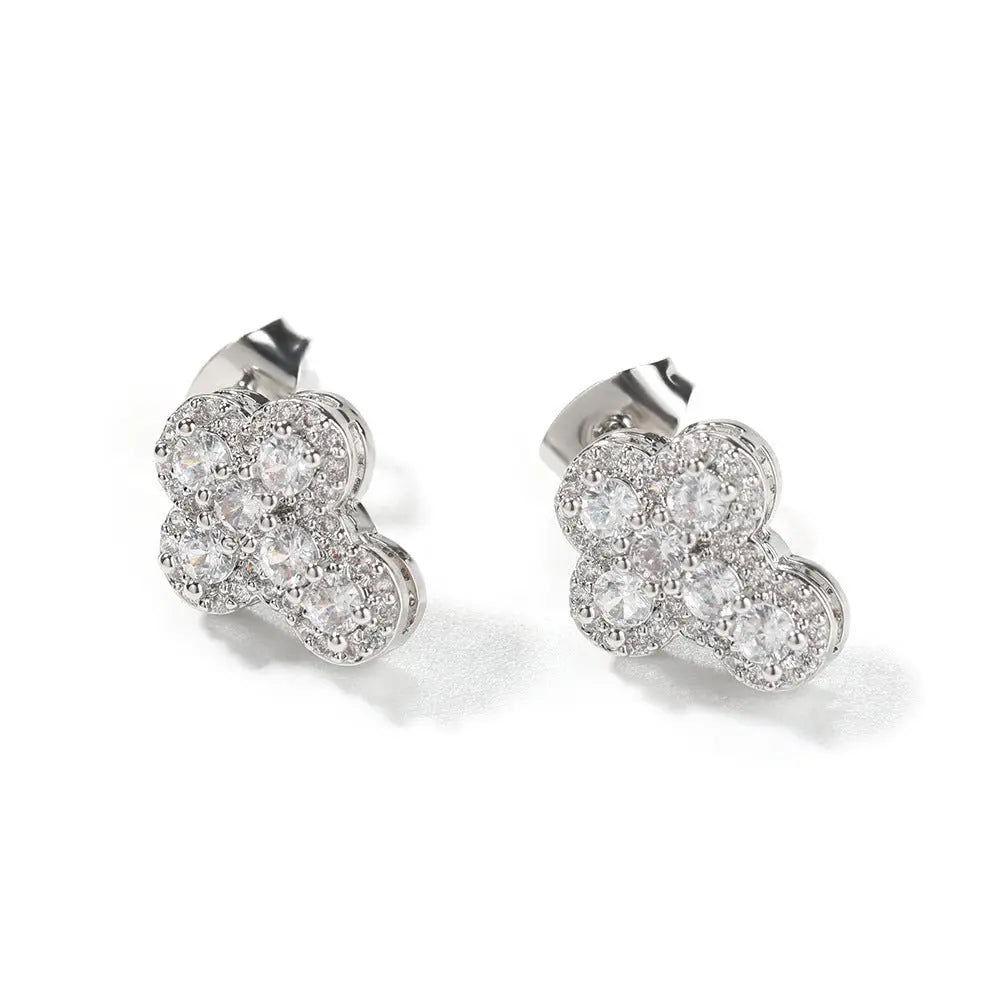 Hip-hop fashion diamond-encrusted cross stud earrings - Blade & Thread