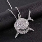 Hip Hop Fierce Shark Inlaid Zircon Pendant Charm Trend Necklace nowadaysfashion