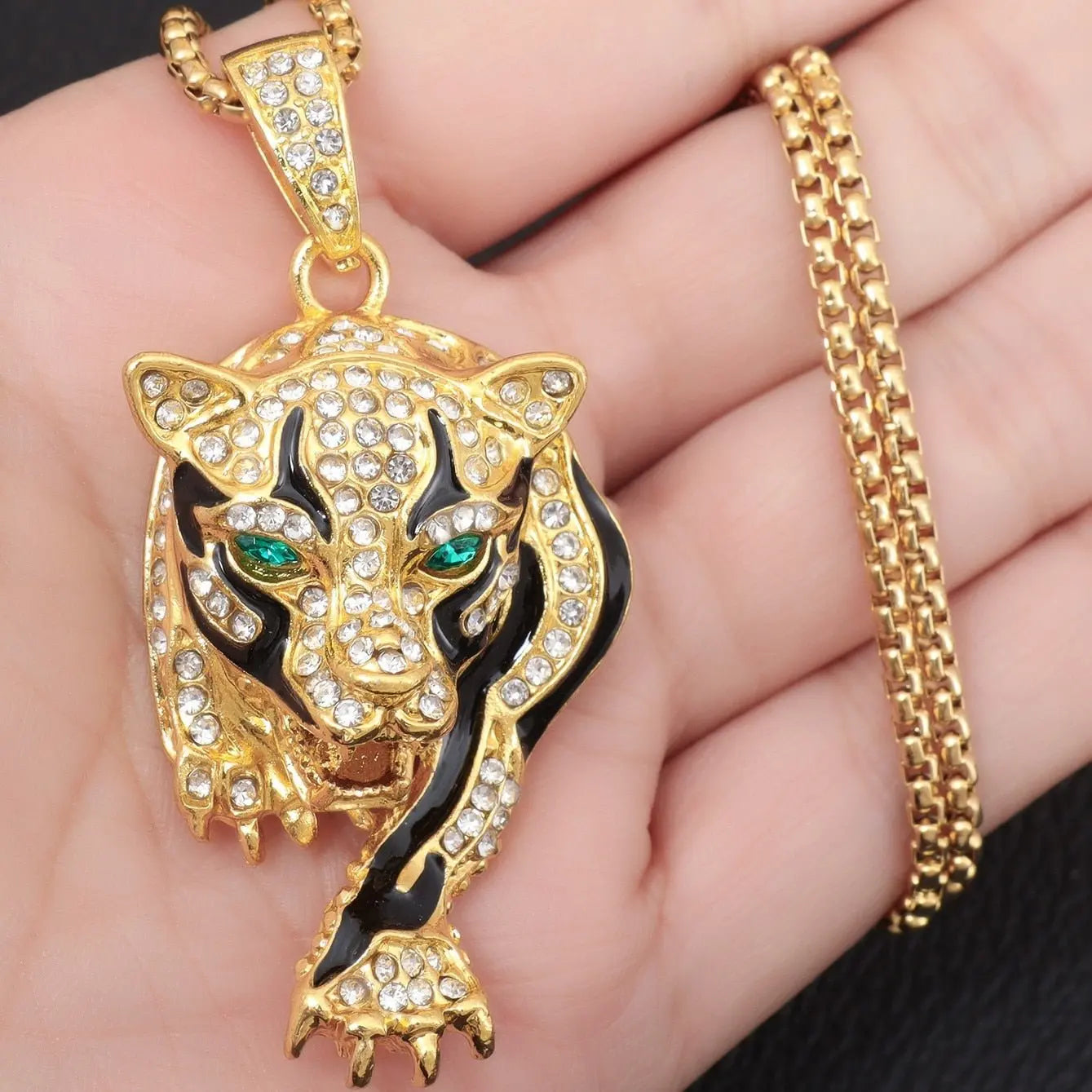 Hip Hop Fierce Shark Inlaid Zircon Pendant Charm Trend Necklace - Blade & Thread