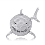 Hip Hop Fierce Shark Inlaid Zircon Pendant Charm Trend Necklace nowadaysfashion