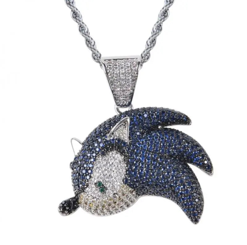 Hip Hop Fierce Shark Inlaid Zircon Pendant Charm Trend Necklace - Blade & Thread