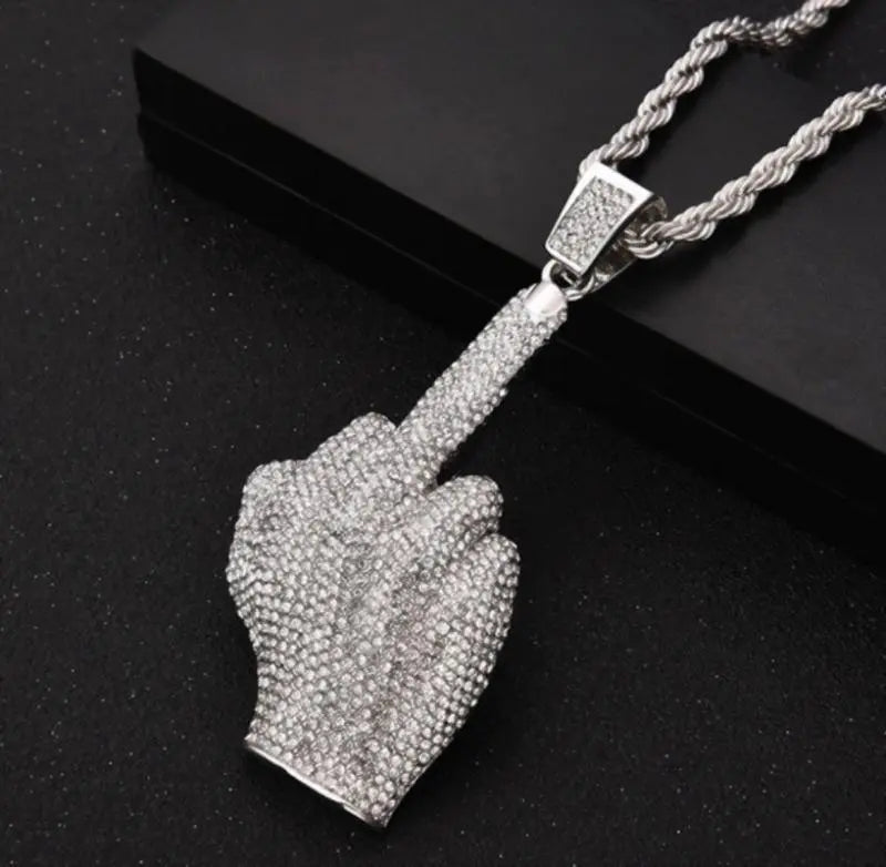 Hip Hop Fierce Shark Inlaid Zircon Pendant Charm Trend Necklace - Blade & Thread