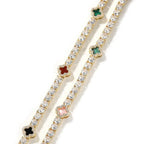Hip-hop four-leaf clover diamond tennis chain necklace bracelet nowadaysfashion
