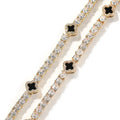 Hip-hop four-leaf clover diamond tennis chain necklace bracelet nowadaysfashion