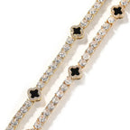Hip-hop four-leaf clover diamond tennis chain necklace bracelet nowadaysfashion