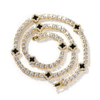 Hip-hop four-leaf clover diamond tennis chain necklace bracelet nowadaysfashion
