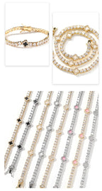 Hip-hop four-leaf clover diamond tennis chain necklace bracelet nowadaysfashion