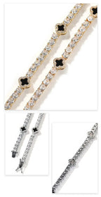 Hip-hop four-leaf clover diamond tennis chain necklace bracelet nowadaysfashion