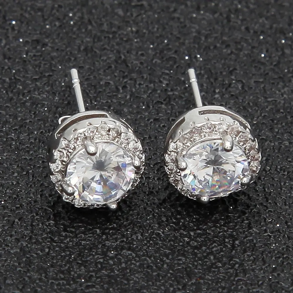 Hip Hop Four-Prong Black Zircon Earrings - Blade & Thread