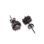 Hip Hop Four-Prong Black Zircon Earrings nowadaysfashion