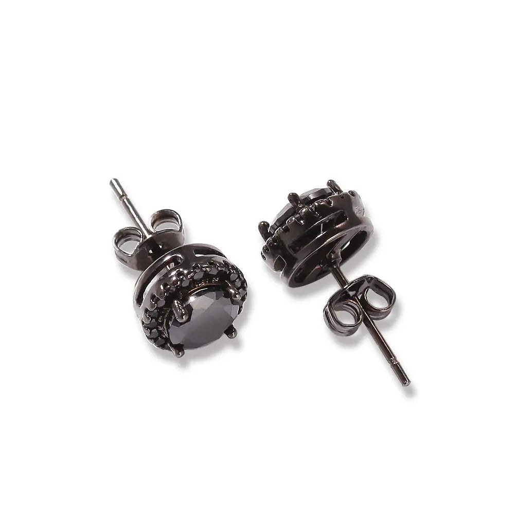 Hip Hop Four-Prong Black Zircon Earrings - Blade & Thread