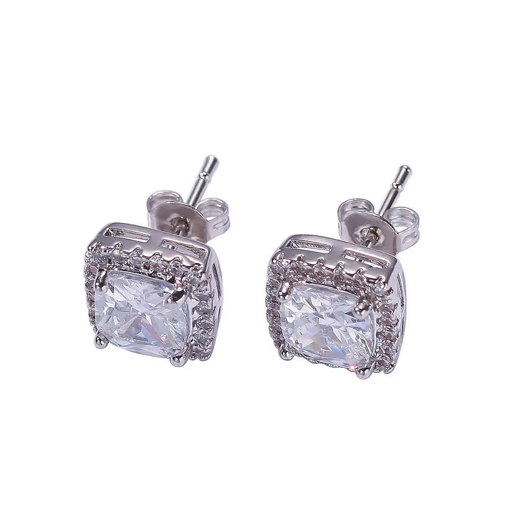 Hip Hop Four-Prong Black Zircon Earrings - Blade & Thread