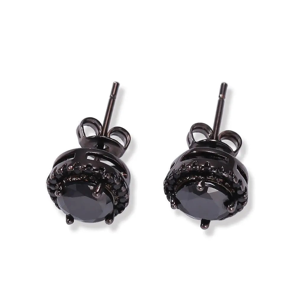 Hip Hop Four-Prong Black Zircon Earrings nowadaysfashion