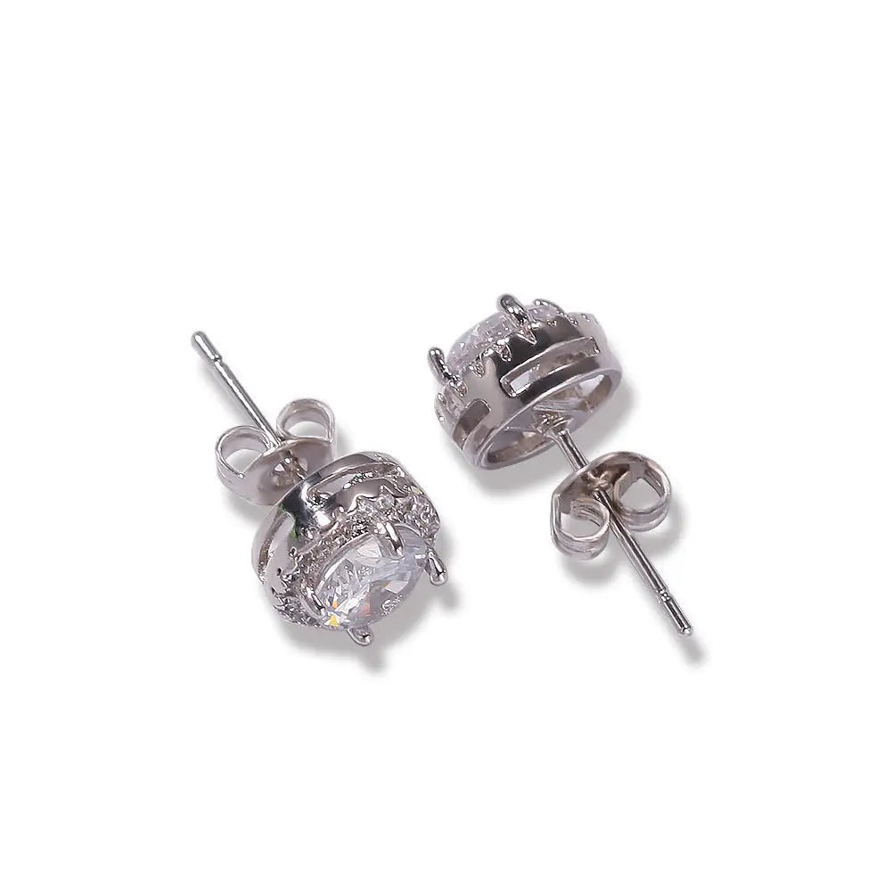 Hip Hop Four-Prong Black Zircon Earrings nowadaysfashion