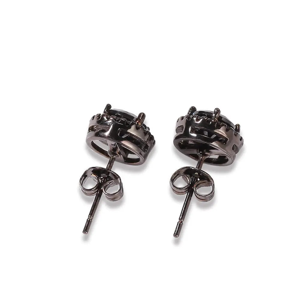 Hip Hop Four-Prong Black Zircon Earrings nowadaysfashion