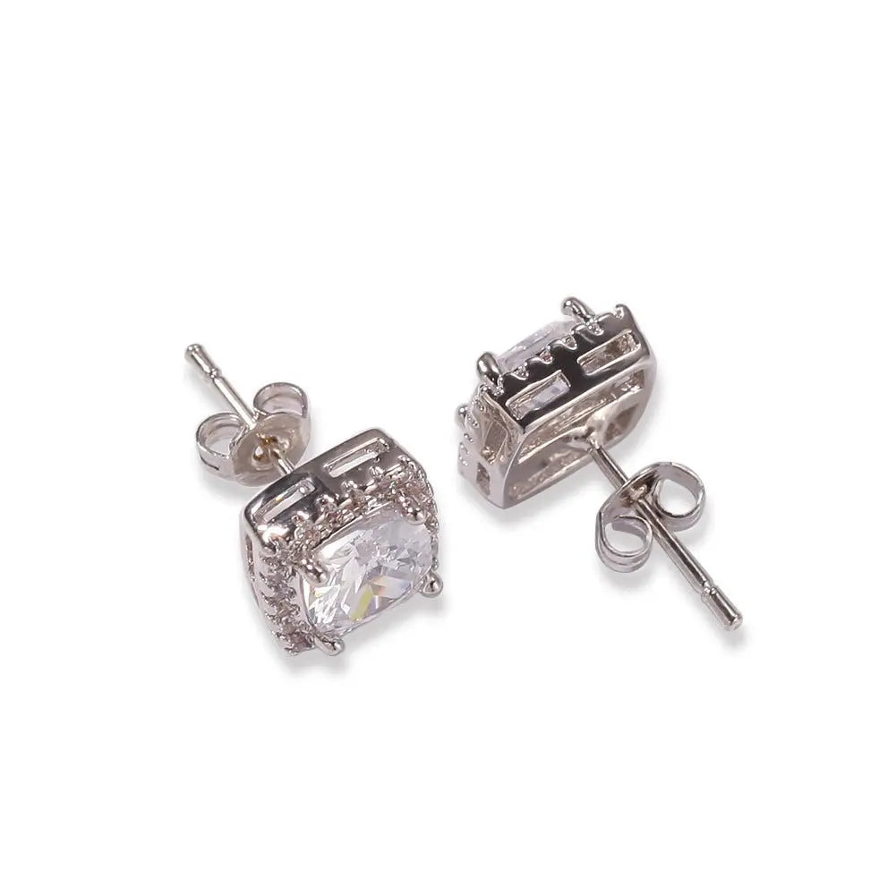 Hip Hop Four-Prong Black Zircon Earrings nowadaysfashion