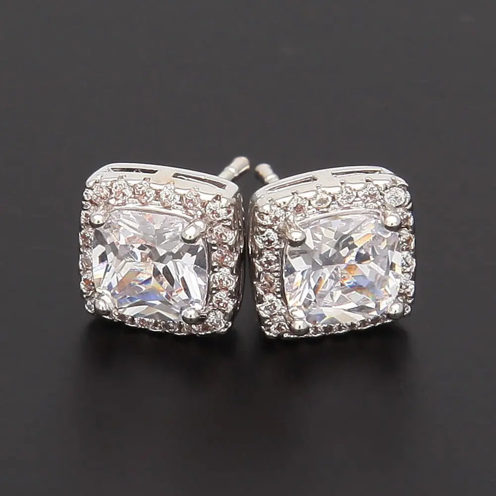Hip Hop Four-Prong Black Zircon Earrings nowadaysfashion