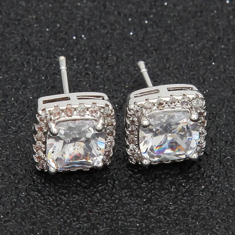 Hip Hop Four-Prong Black Zircon Earrings - Blade & Thread