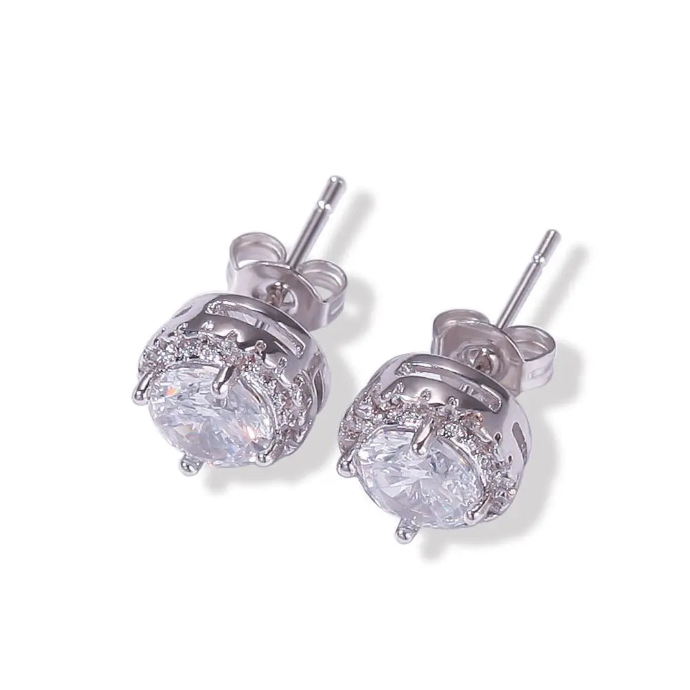 Hip Hop Four-Prong Black Zircon Earrings nowadaysfashion