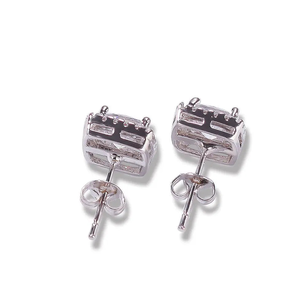 Hip Hop Four-Prong Black Zircon Earrings nowadaysfashion