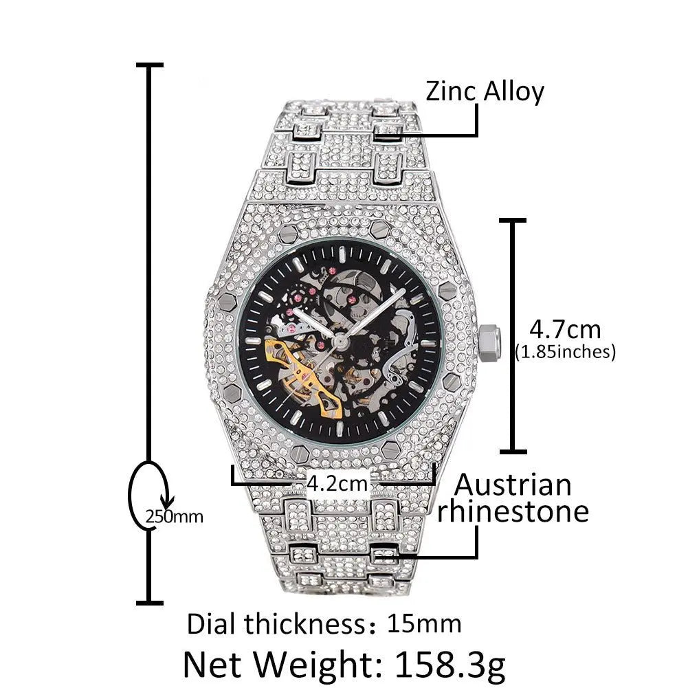 Hip Hop Full Diamond Hollow Case Mechanical Watch nowadaysfashion