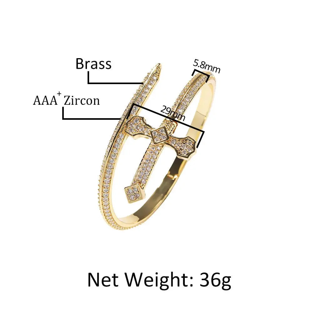 Hip-hop full-diamond justice sword bracelet inlaid with zircon nowadaysfashion