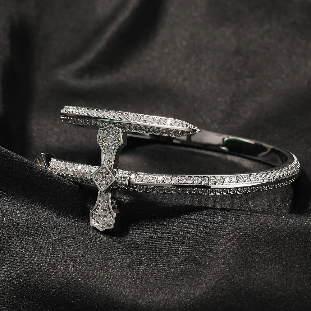 Hip-hop full-diamond justice sword bracelet inlaid with zircon nowadaysfashion