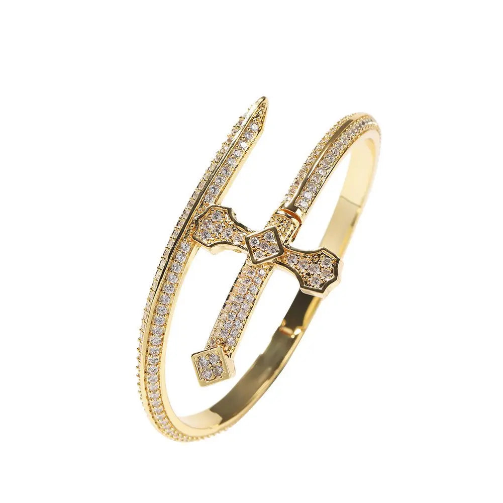 Hip-hop full-diamond justice sword bracelet inlaid with zircon - Blade & Thread