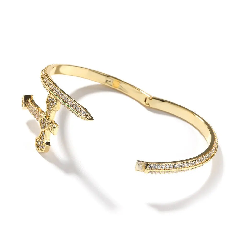 Hip-hop full-diamond justice sword bracelet inlaid with zircon - Blade & Thread