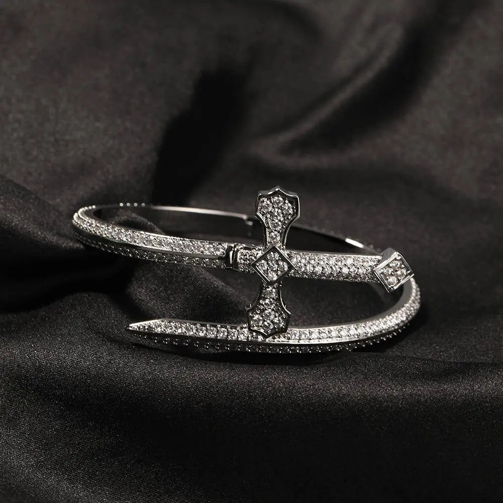 Hip-hop full-diamond justice sword bracelet inlaid with zircon - Blade & Thread