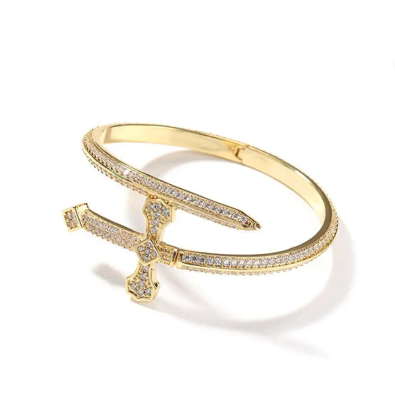 Hip-hop full-diamond justice sword bracelet inlaid with zircon - Blade & Thread