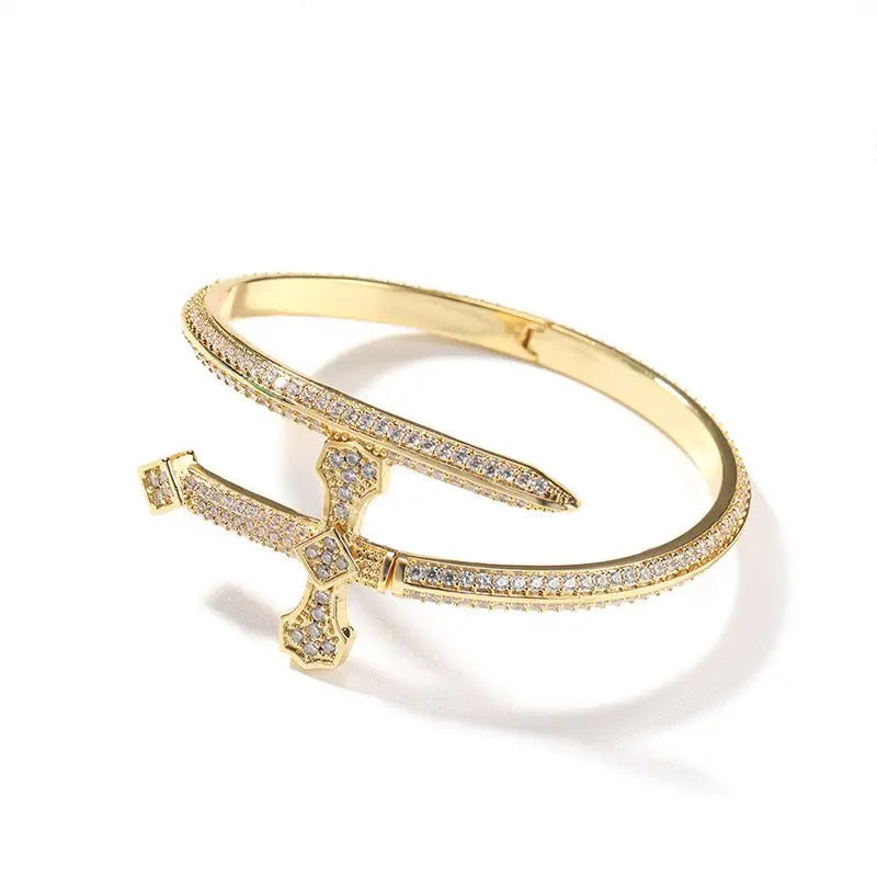 Hip-hop full-diamond justice sword bracelet inlaid with zircon - Blade & Thread