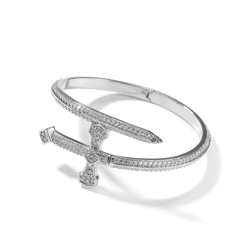 Hip-hop full-diamond justice sword bracelet inlaid with zircon nowadaysfashion