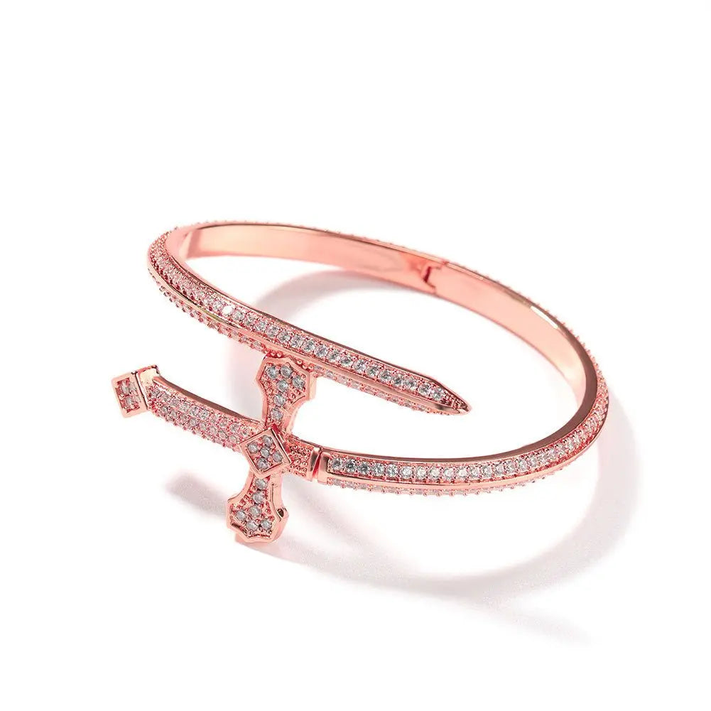 Hip-hop full-diamond justice sword bracelet inlaid with zircon - Blade & Thread