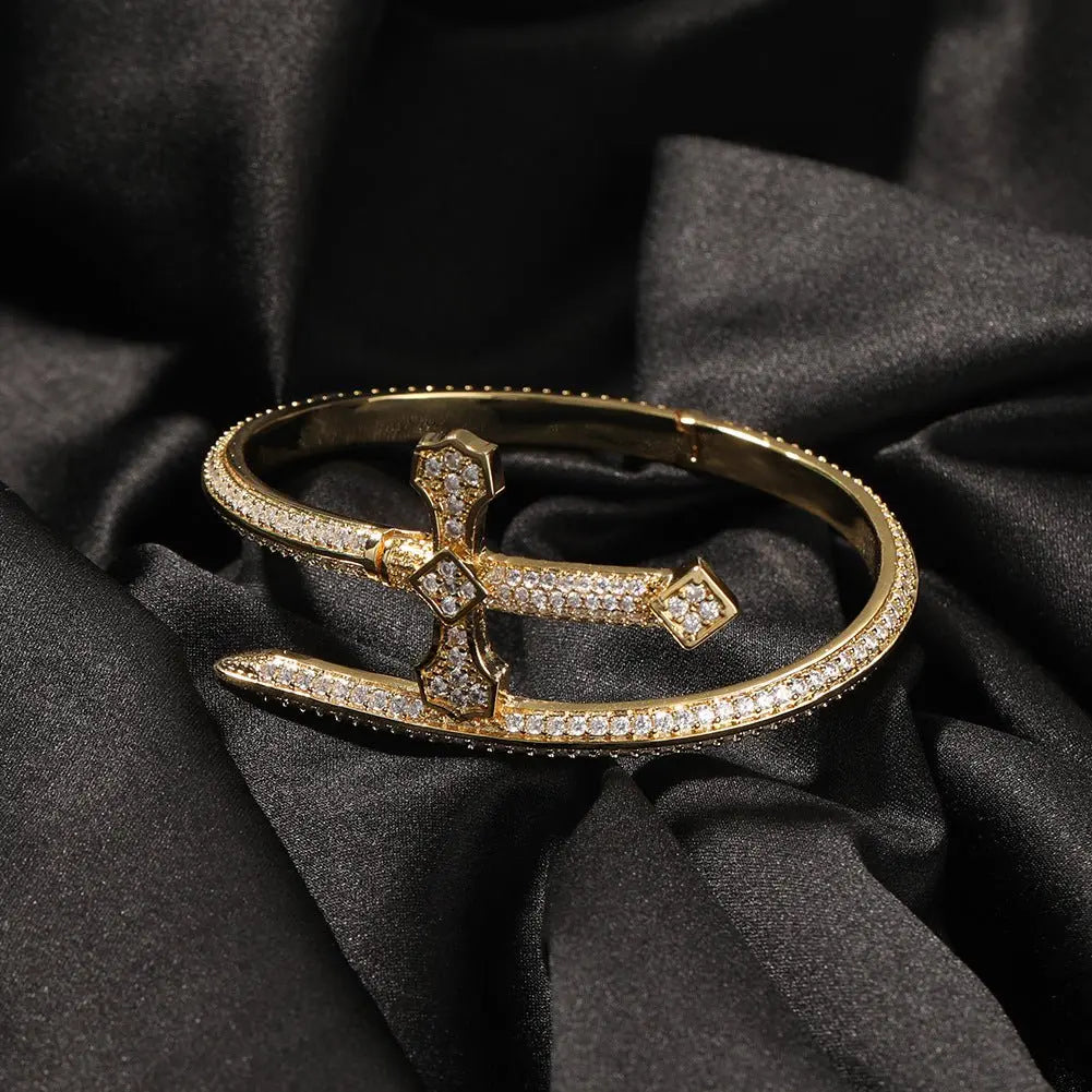 Hip-hop full-diamond justice sword bracelet inlaid with zircon - Blade & Thread