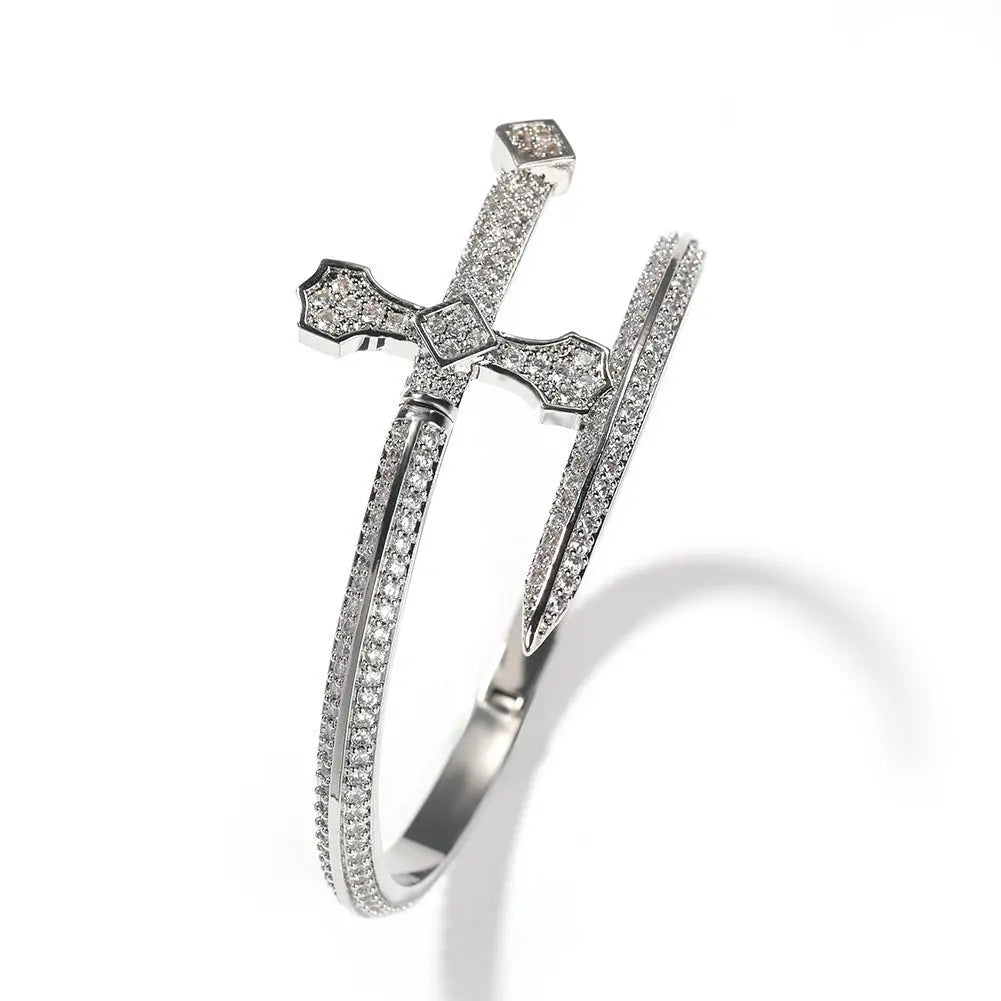 Hip-hop full-diamond justice sword bracelet inlaid with zircon - Blade & Thread
