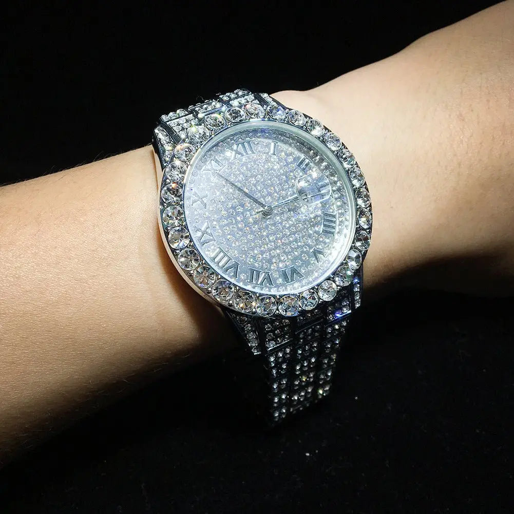 Hip-hop full-diamond waterproof quartz watches nowadaysfashion