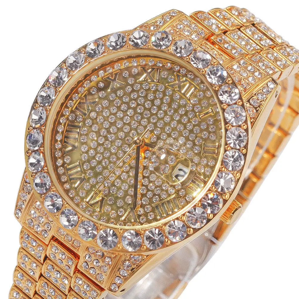 Hip-hop full-diamond waterproof quartz watches nowadaysfashion