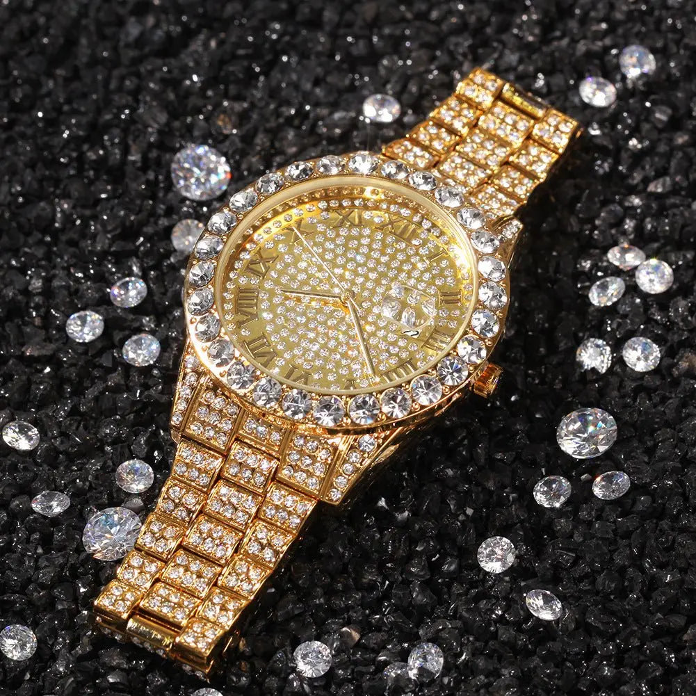 Hip-hop full-diamond waterproof quartz watches - Blade & Thread