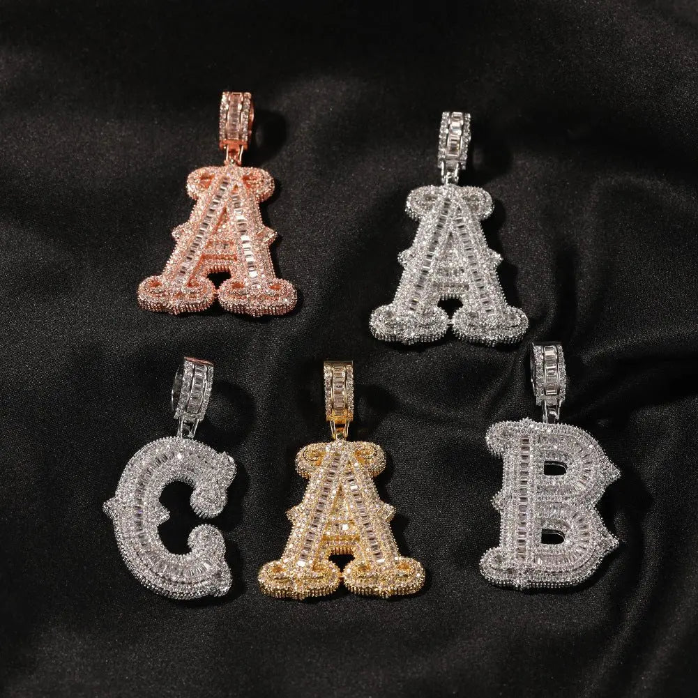 Hip-hop fully diamond-encrusted spiky rock sugar letter necklace - Blade & Thread