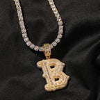 Hip-hop fully diamond-encrusted spiky rock sugar letter necklace nowadaysfashion
