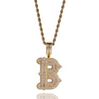 Hip-hop fully diamond-encrusted spiky rock sugar letter necklace nowadaysfashion