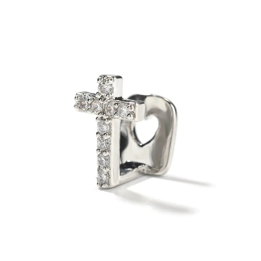 Hip-hop gold braces with zirconia cross Teeth Grillz - Blade & Thread