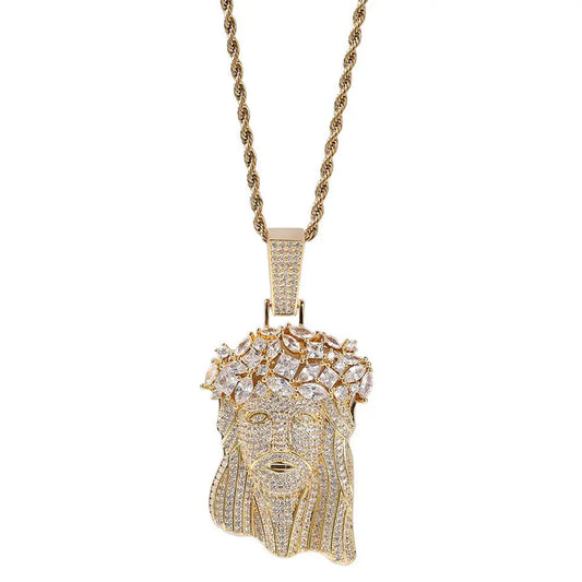 Hip Hop Iced Out CZ Jesus Piece Pendant Necklace - Blade & Thread